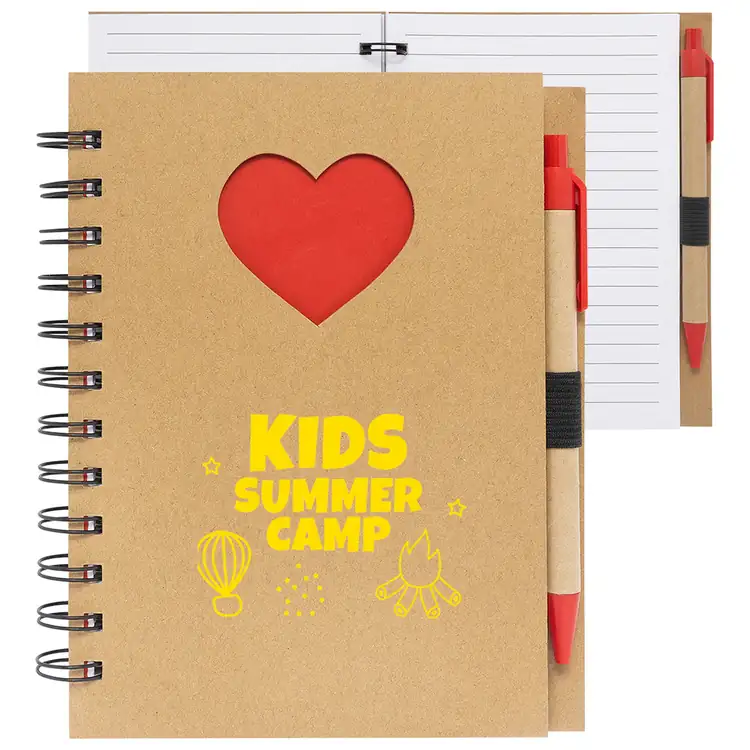 Heart Cutout Spiral Notebook with Pen