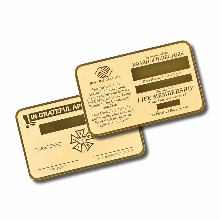 Carte de membre métallique en laiton gravé #2