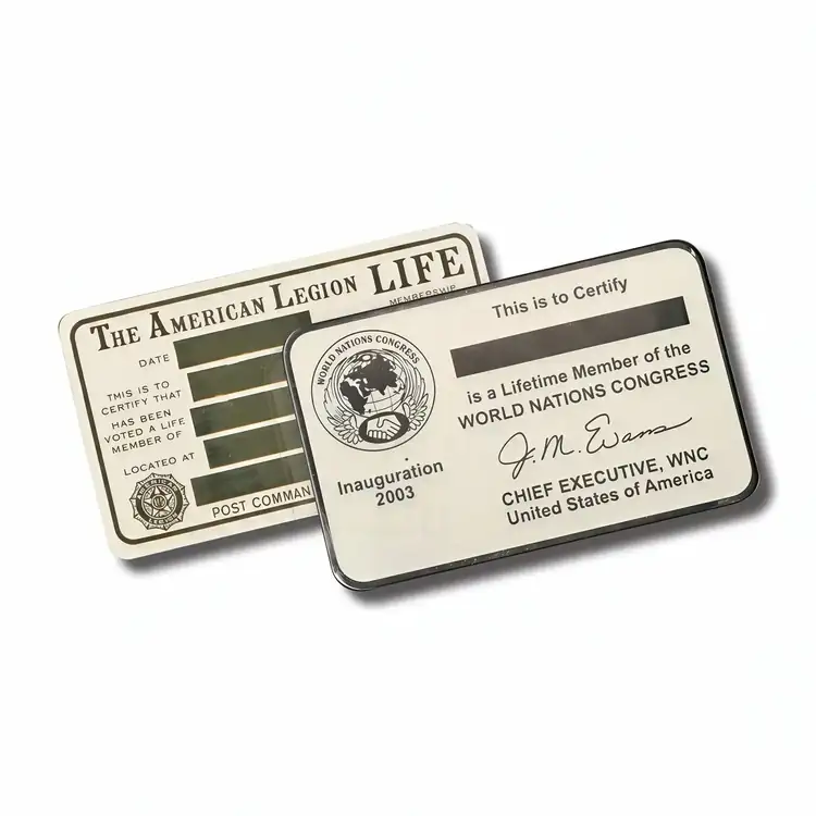 Carte de membre métallique en laiton gravé #3
