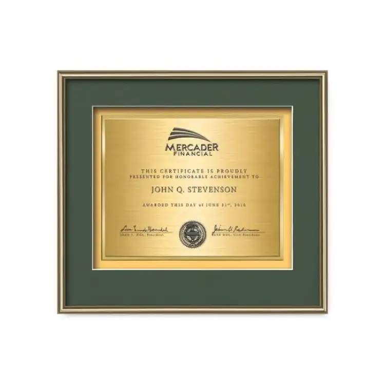 Waterleaf Fenestra TexEtch Framed Certificate #12