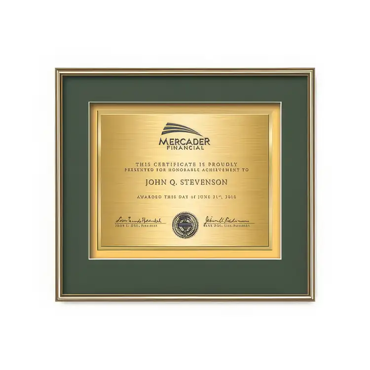 Waterleaf Fenestra TexEtch Framed Certificate #13