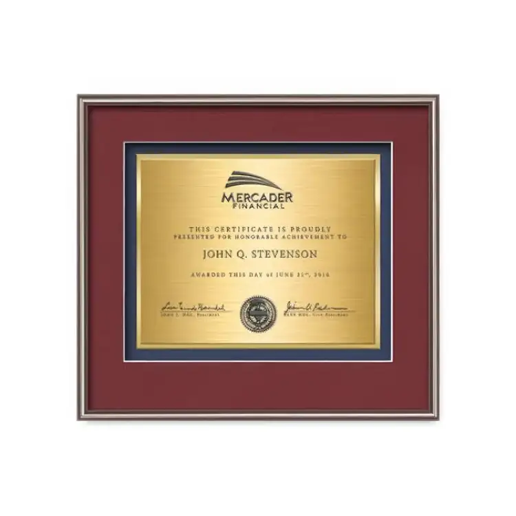 Waterleaf Fenestra TexEtch Framed Certificate #16