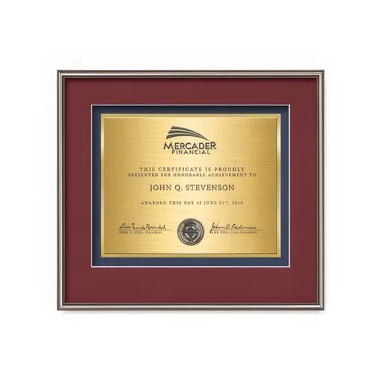 Waterleaf Fenestra TexEtch Framed Certificate #17