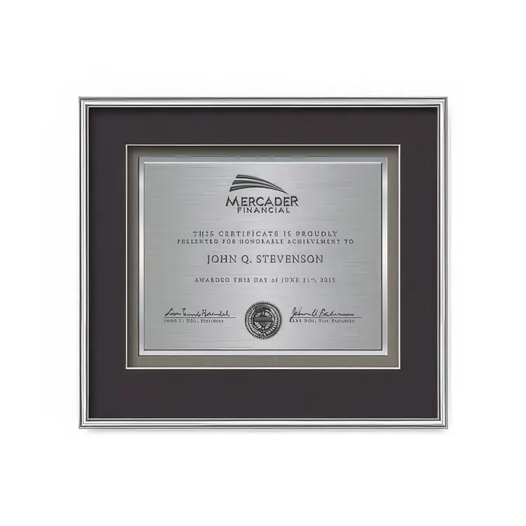 Waterleaf Fenestra TexEtch Framed Certificate #9