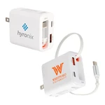 Chargeur mural Zip ETL 20 W PD à deux ports avec câble USB-C rétractable