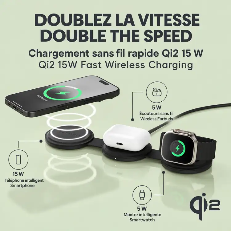 Chargeur sans fil pliable SATECHI OntheGo Qi2 3 en 1 #6