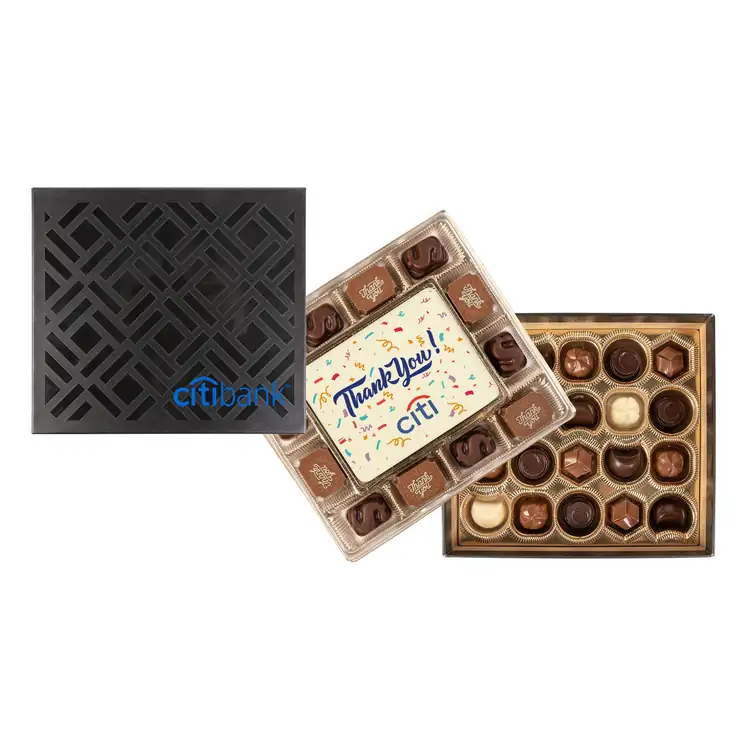 Coffret à deux étages de chocolats et truffes avec couvercle noir #2