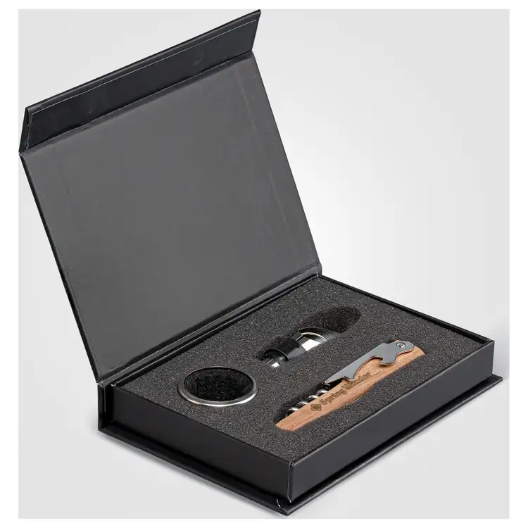 Coffret accessoires à vin Essex en acier inoxydable et acacia #5