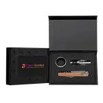 Coffret accessoires à vin Essex en acier inoxydable et acacia