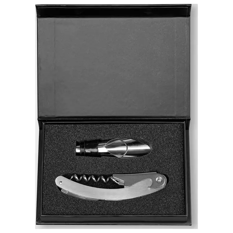 Coffret accessoires à vin Raven en acier inoxydable et silicone #4