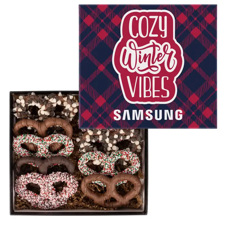 Full Colour Lid Holiday Chocolate Pretzel Gift Box #2