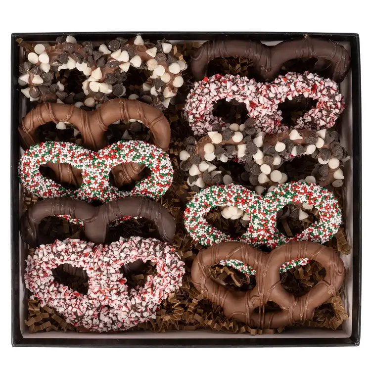 Full Colour Lid Holiday Chocolate Pretzel Gift Box #4