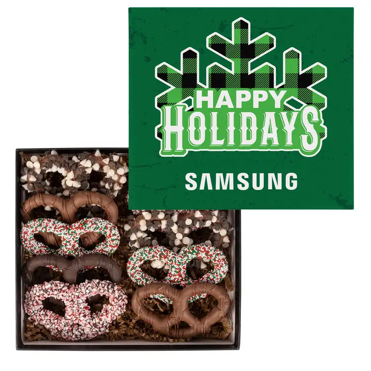 Full Colour Lid Holiday Chocolate Pretzel Gift Box