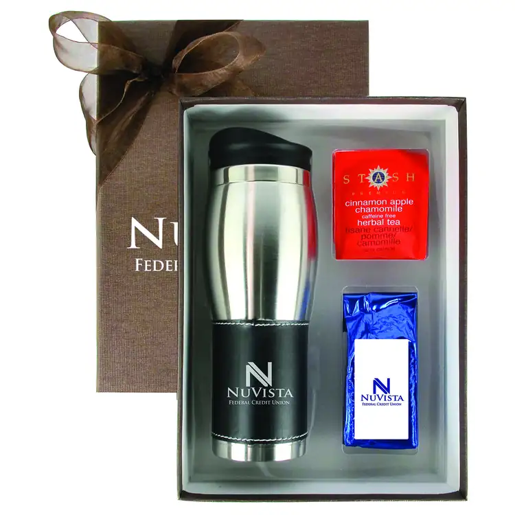 Coffret avec gobelet 16 oz, thé et café