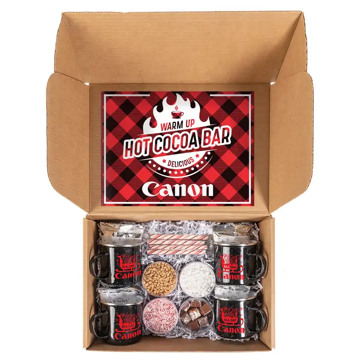 Hot cocoa bar kit with 4 camping mugs