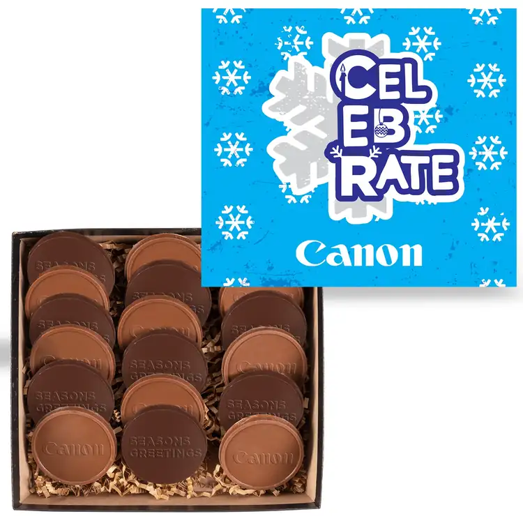 Full Colour Lid Gift Box with 18 Round Chocolate Cookies