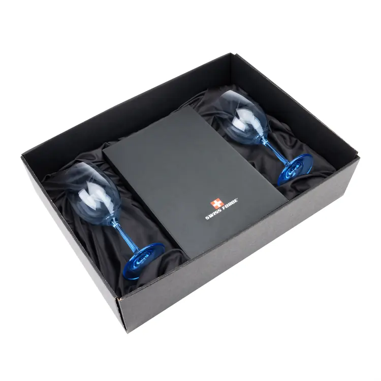 Soudan Wine Glass Set of 2 11 oz Blue with Swiss Force Automatic Opener #2