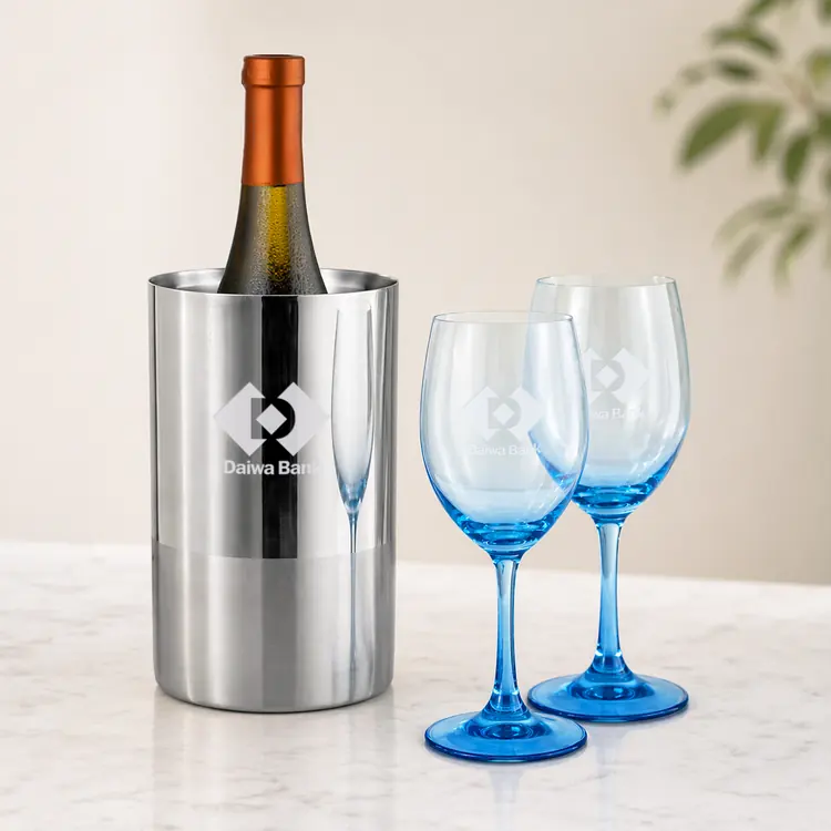 Soudan Wine Glass Set of 2 11 oz Blue with Catania Cooler #3