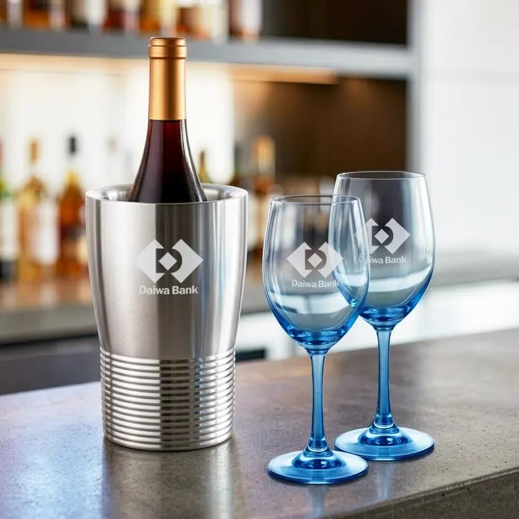Soudan Wine Glass Set of 2 11 oz Blue with Genoa Cooler #3