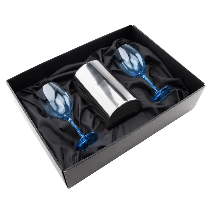 Soudan Wine Glass Set of 2 11 oz Blue with Jacobs Cooler #2