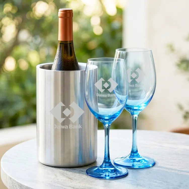Soudan Wine Glass Set of 2 11 oz Blue with Jacobs Cooler #3