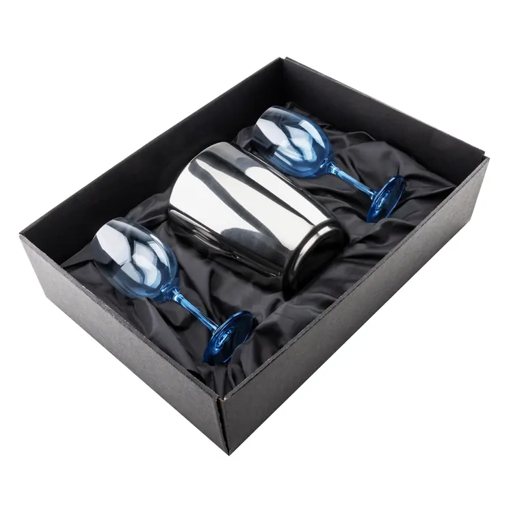 Soudan Wine Glass Set of 2 11 oz Blue with Pescara Cooler #2