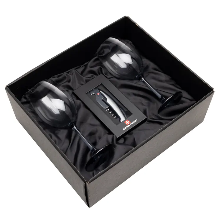 Soudan Wine Glass Set of 2 11 oz Smoke with Swiss Force Wine Tool #5