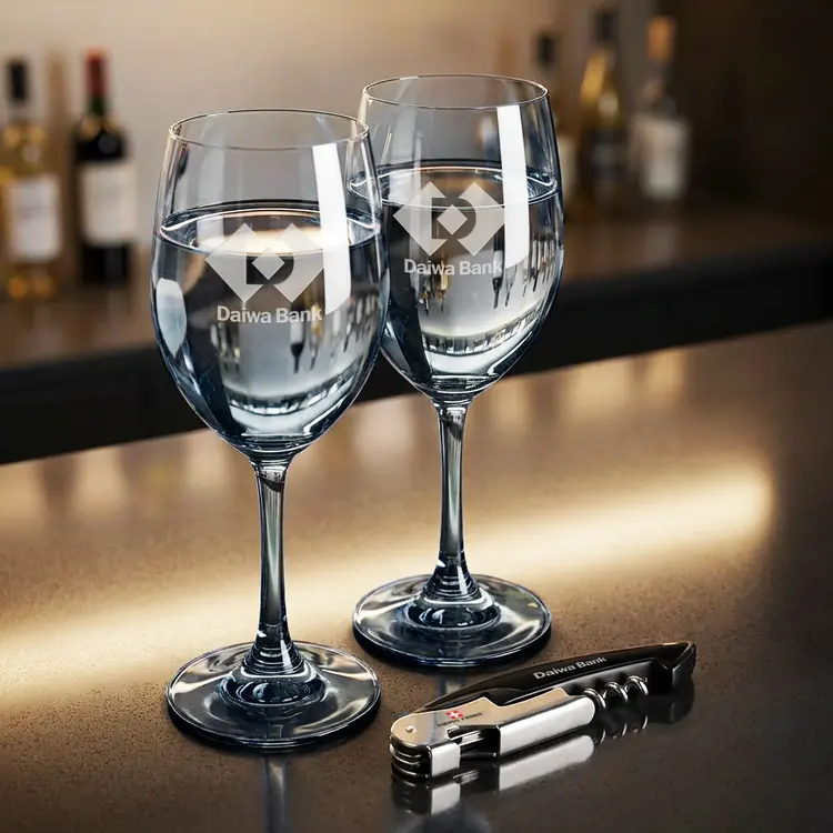 Soudan Wine Glass Set of 2 11 oz Smoke with Swiss Force Wine Tool #6