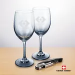 Soudan Wine Glass Set of 2 11 oz Smoke with Swiss Force Wine Tool