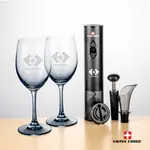 Coffret de 2 verres à vin Soudan 11 oz Fumé et ouvre-bouteille automatique Swiss Force