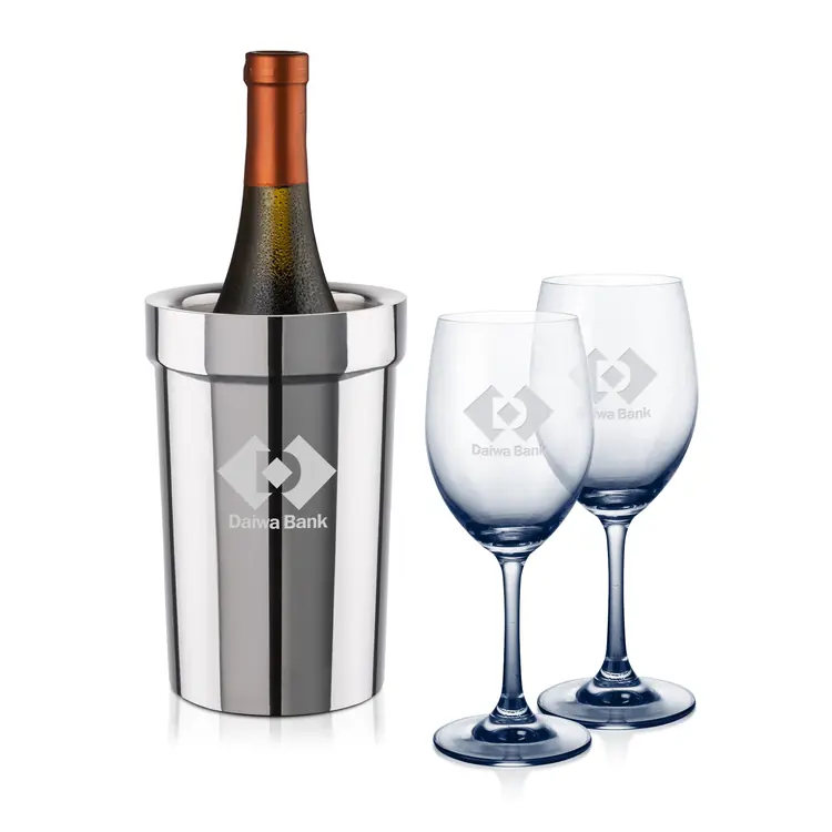 Soudan Wine Glass Set of 2 11 oz Smoke with Milano Cooler