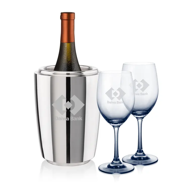 Soudan Wine Glass Set of 2 11 oz Smoke with Pescara Cooler