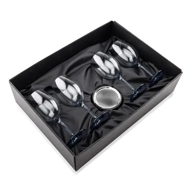 Coffret de 4 verres à vin Soudan 11 oz Fumé et sous-verres Baldoni #2