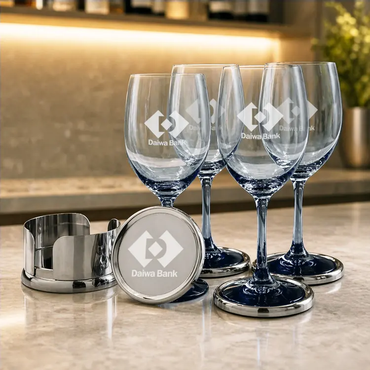 Coffret de 4 verres à vin Soudan 11 oz Fumé et sous-verres Baldoni #3