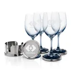 Coffret de 4 verres à vin Soudan 11 oz Fumé et sous-verres Baldoni