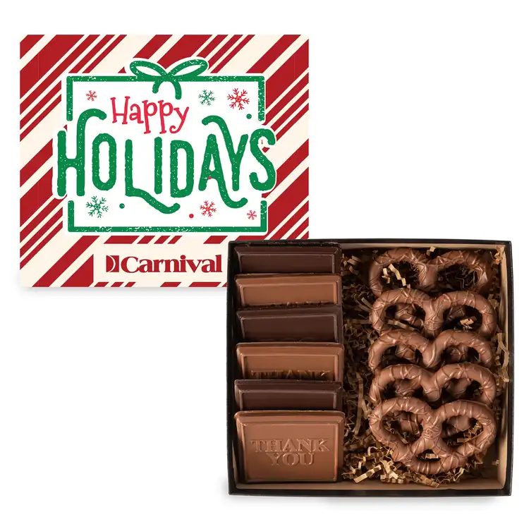Full Colour Lid Gift Box with 6 Cookies and Chocolate Pretzels