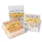 Coffret de 63 carrés de chocolat avec impression multicolore
