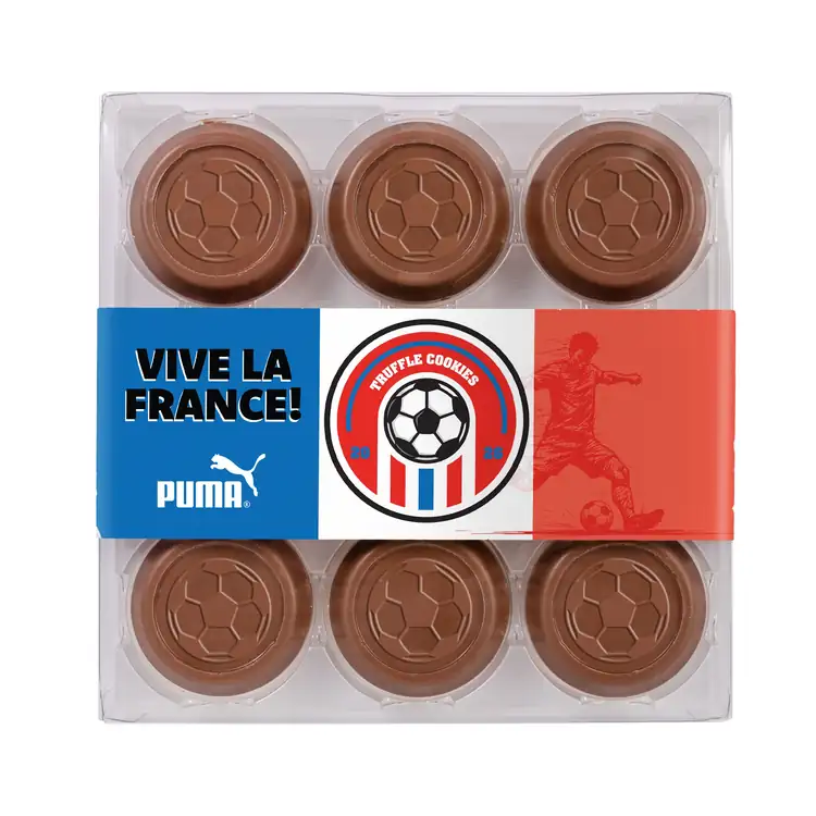Coffret de 9 biscuits truffés thème soccer