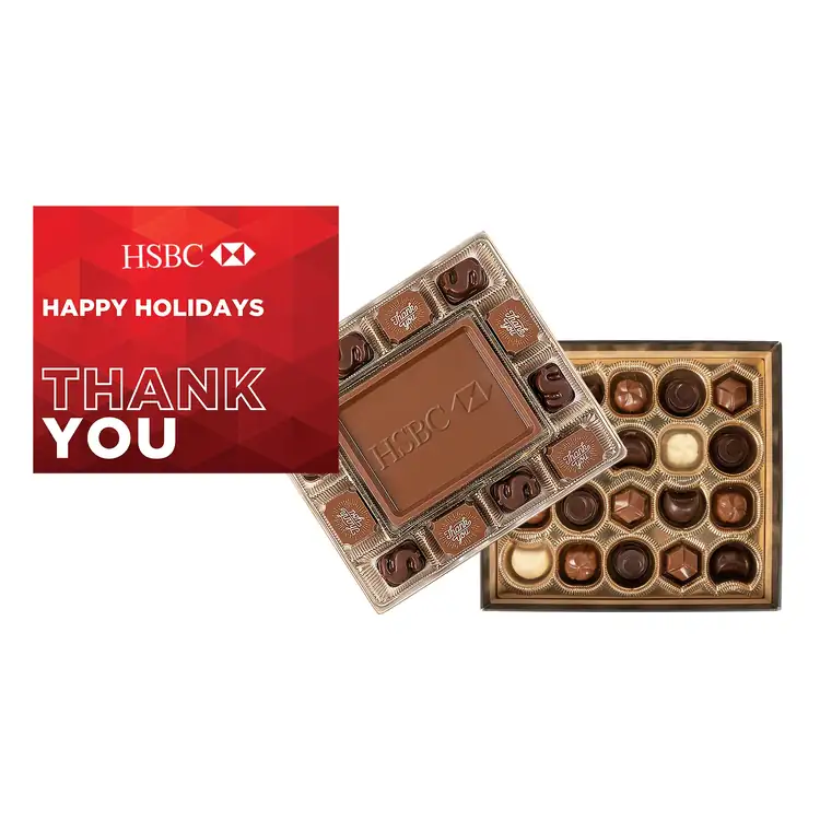 Coffret de chocolats et truffes avec couvercle multicolore