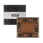 Coffret de douze chocolats avec bande argentée