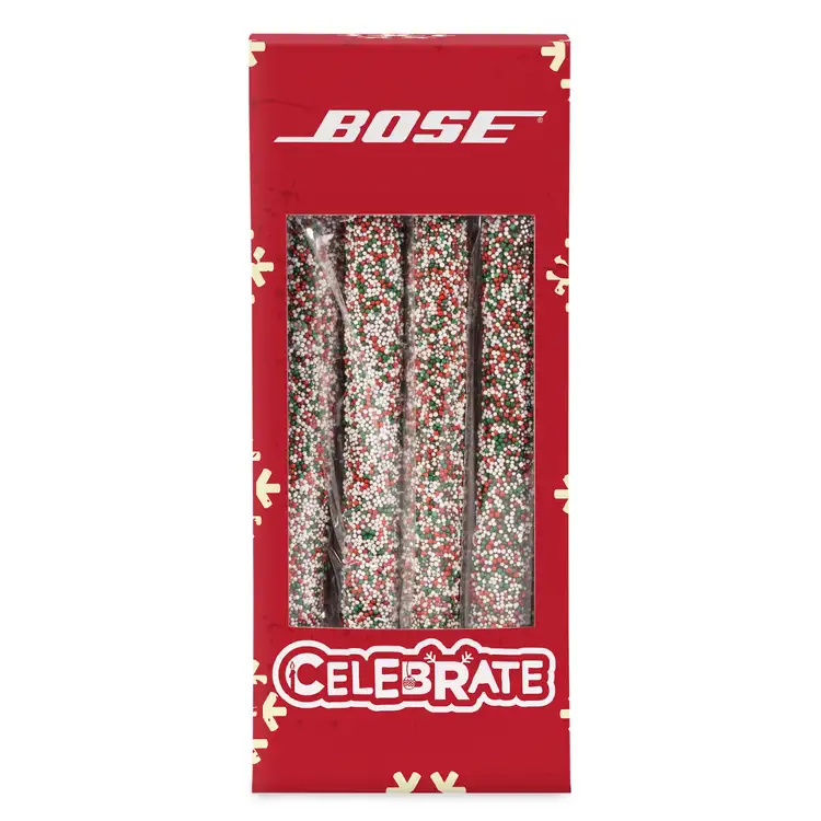Coffret de huit bâtonnets de bretzel chocolatés des Fêtes