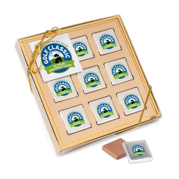 Coffret de neuf carrés de chocolat sous feuille multicolore #3