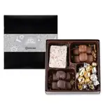 Coffret de quatre confiseries des Fêtes avec bande multicolore