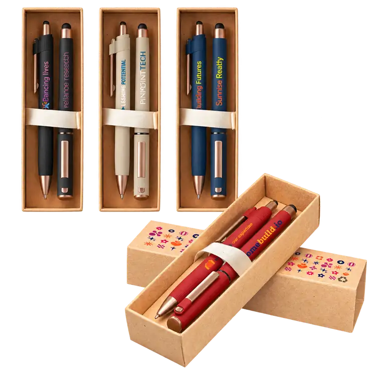 York Recycled Plastic Bronze Trim Pen Gift Set with Printed Box