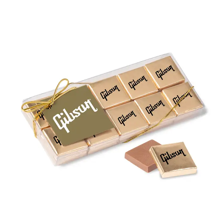 Coffret de vingt carrés de chocolat avec boucle dorée #2