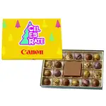 Coffret de vingt truffes avec couvercle multicolore