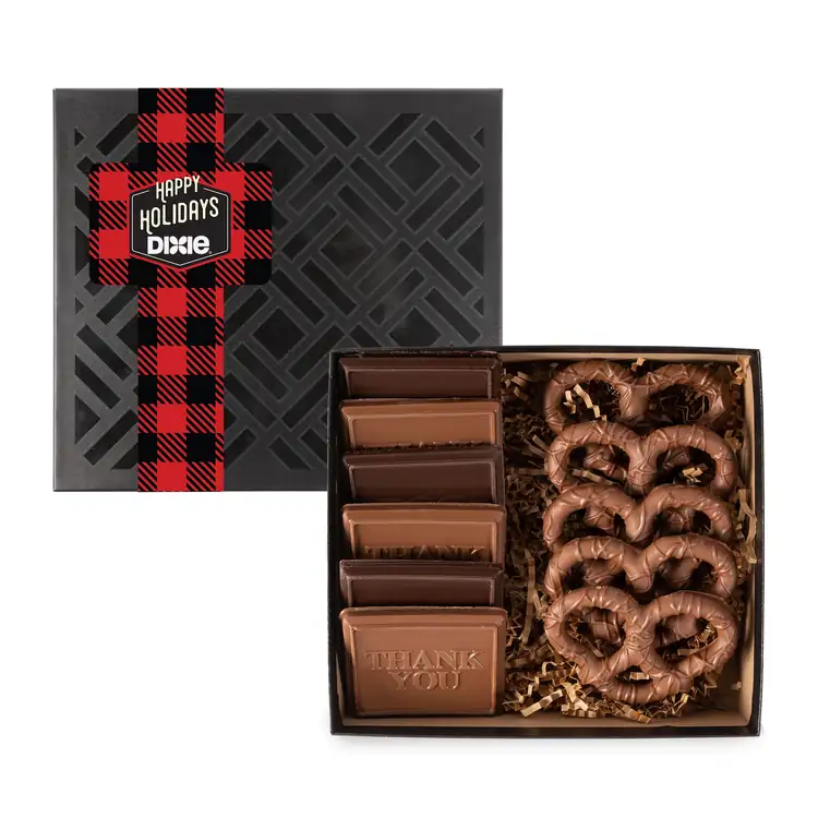 Coffret deluxe de biscuits et bretzels au chocolat