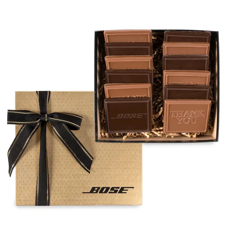 Gold or Silver Gift Box with 12 Chocolate Cookies