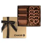 Coffret doré ou argenté de 6 biscuits et bretzels chocolatés