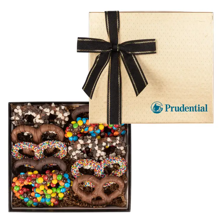 Gold or Silver Premier Chocolate Pretzel Gift Box